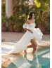 Strapless Ivory Pleated Organza Lace Dreamy Wedding Dress